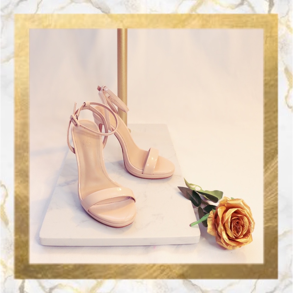 Nude Patent Leather Stiletto Sandals